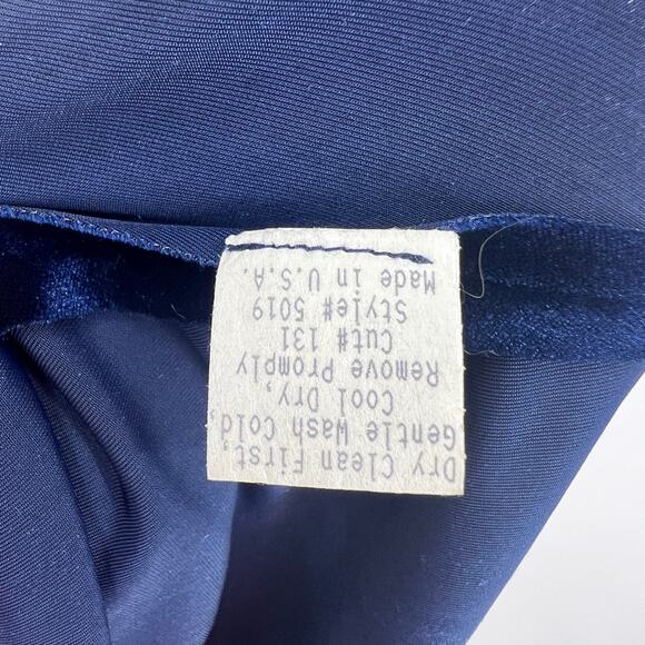 Y2K 90s Bruno Duluc Dark Blue Sleeveless Velvet Stretchy Maxi Dress Prom S Small - Picture 11 of 14